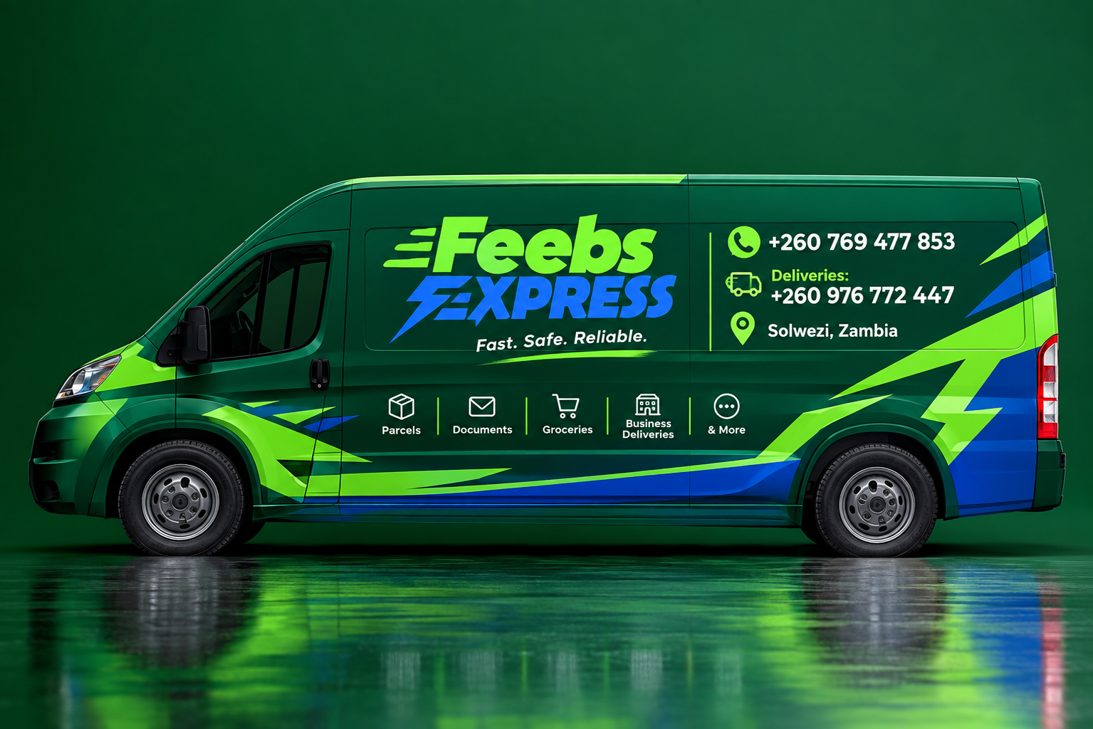 Feebs Express branded delivery van